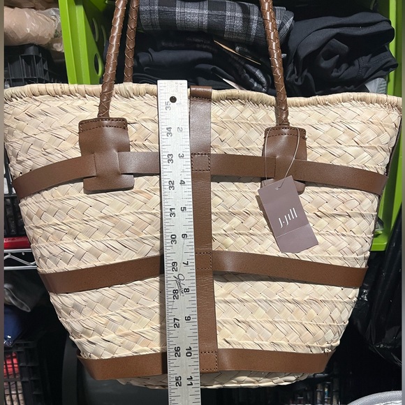 J.Jill leather trimmed drawstring basket tote - Picture 9 of 10